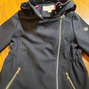 Michael Kors all weather lined hooded coat girls size 10/12 Removable hood black